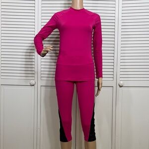 NWT Cosabella Fuchsia and Black Activewear Triathlon Set Medium